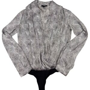 PAIGE Snakeskin Print Bodysuit Long Sleeve Wrap Style Small V-neck